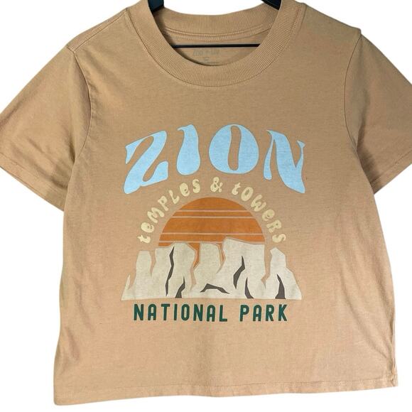 Zion National Park Shirt Temples & Towers Graphic Tee‎ Tan Large - Picture 1 of 5